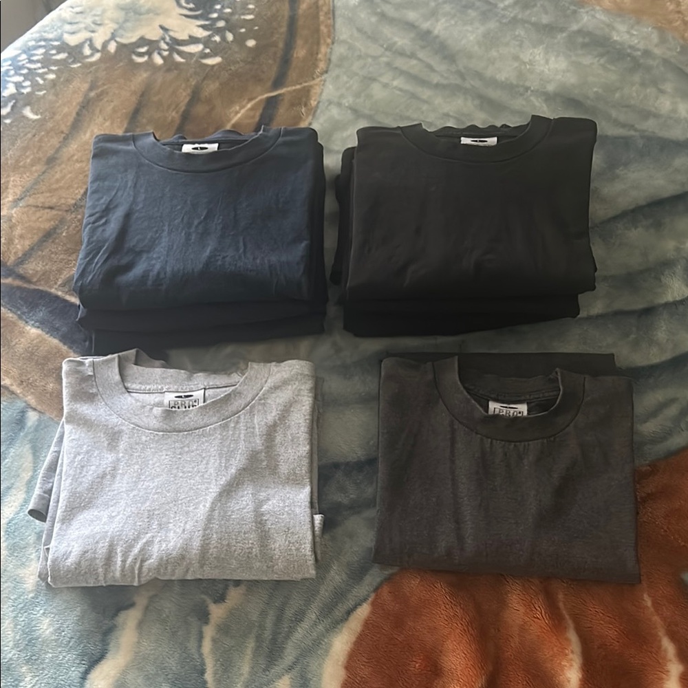 Men's Classic Crew Neck T-Shirt Set - Black, Gray, Navy blue, Charcoal